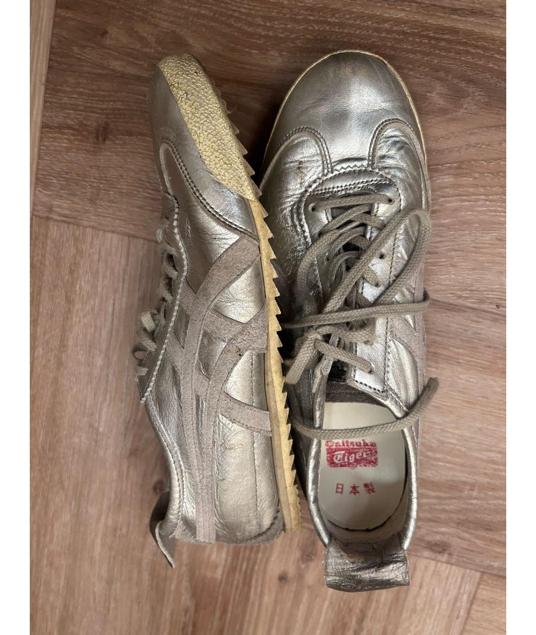 ONITSUKA TIGER Серебряные кожаные кеды, фото 4