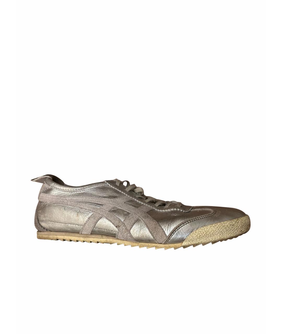 ONITSUKA TIGER Серебряные кожаные кеды, фото 1