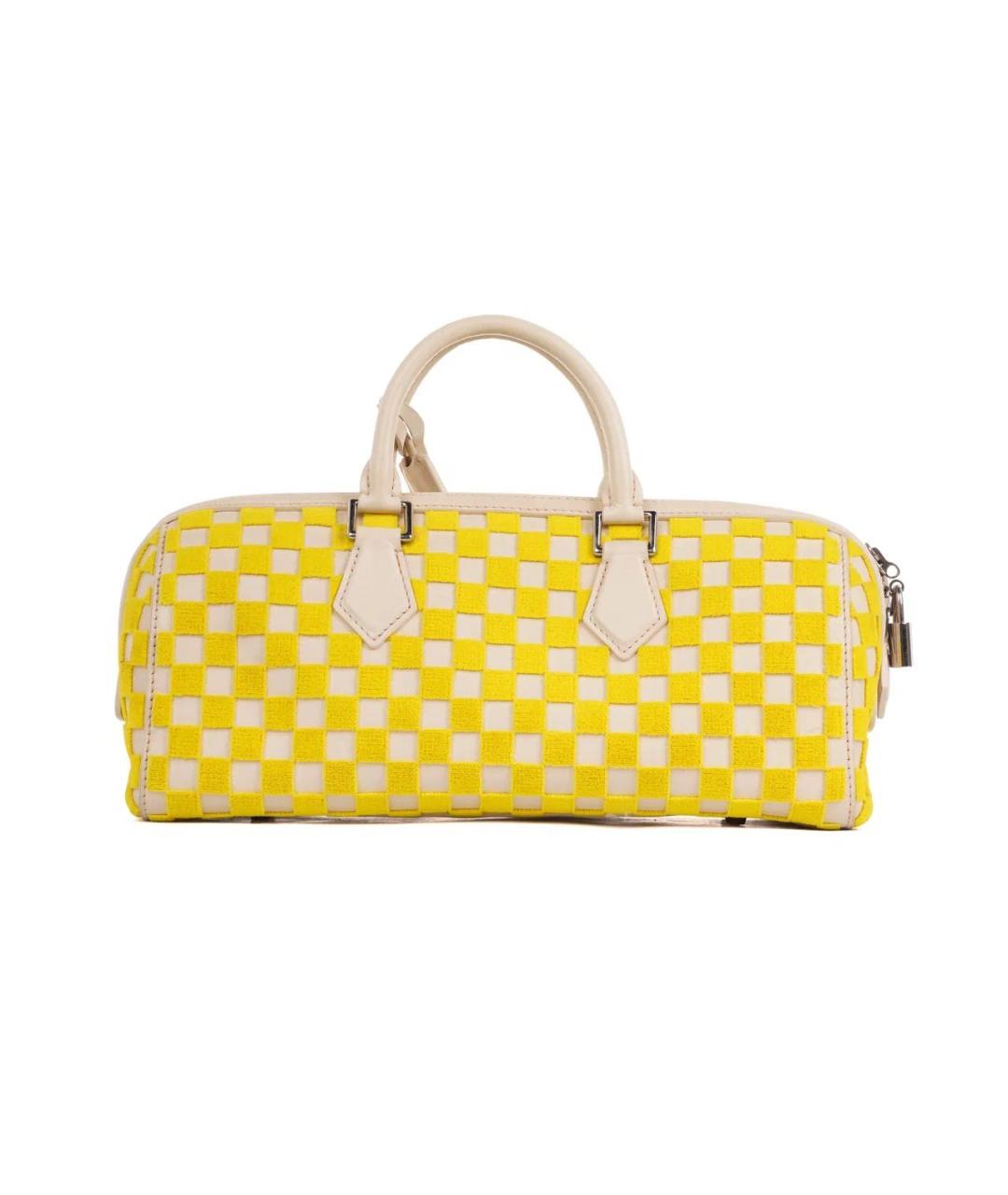 LOUIS VUITTON Желтая кожаная сумка с короткими ручками, фото 2