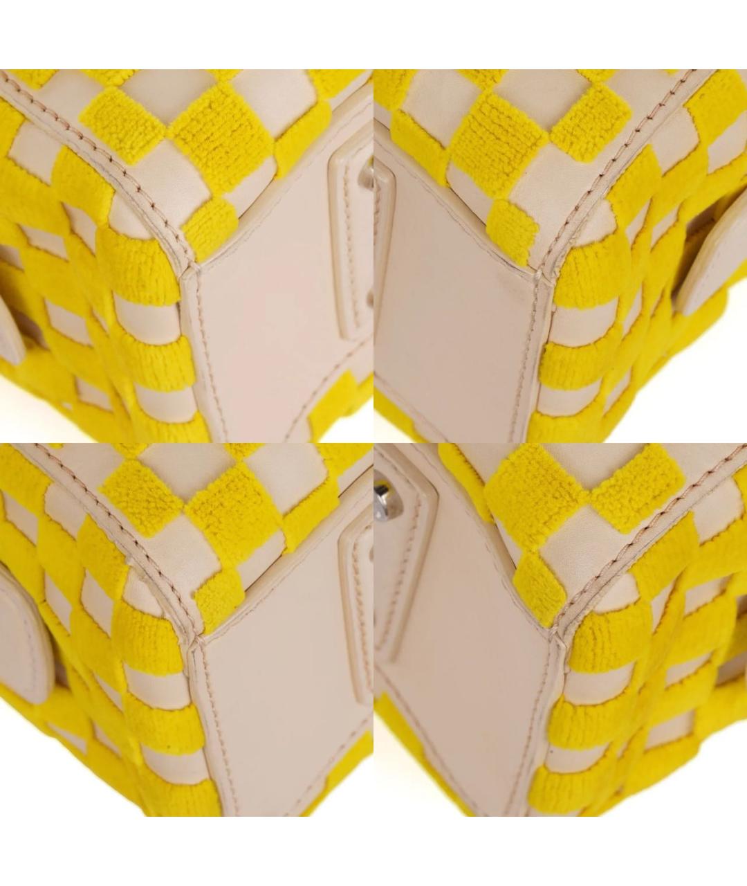 LOUIS VUITTON Желтая кожаная сумка с короткими ручками, фото 7