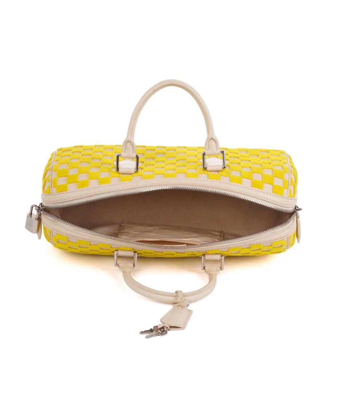 LOUIS VUITTON Желтая кожаная сумка с короткими ручками, фото 6