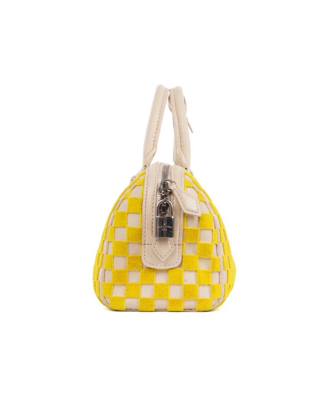 LOUIS VUITTON Желтая кожаная сумка с короткими ручками, фото 4