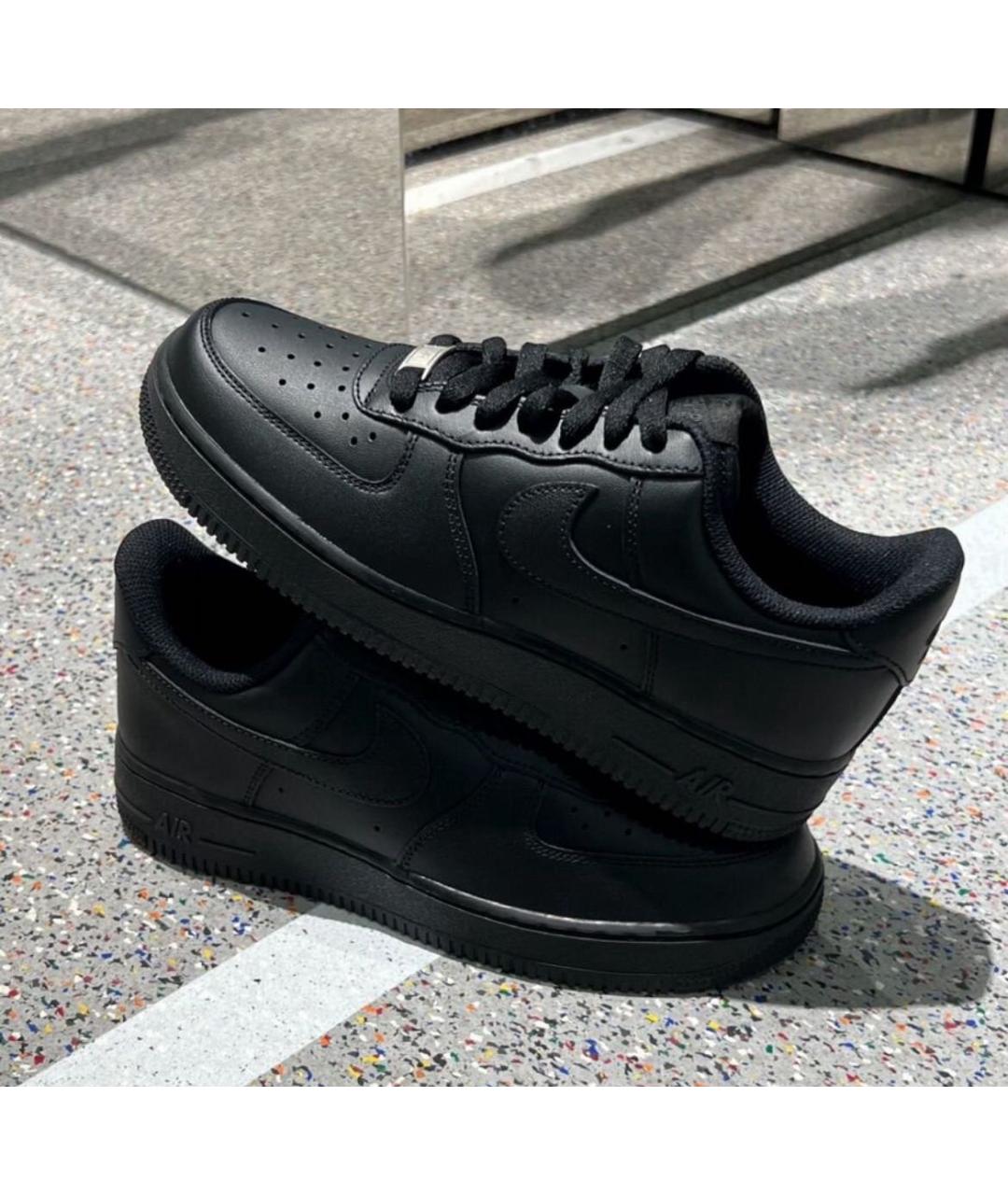 NIKE Черные кожаные низкие кроссовки / кеды, фото 5