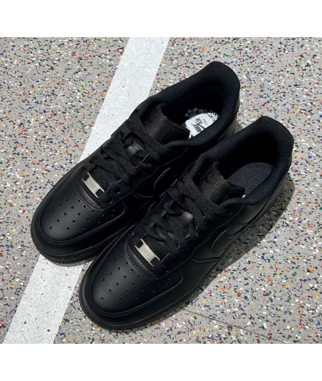NIKE Черные кожаные низкие кроссовки / кеды, фото 4