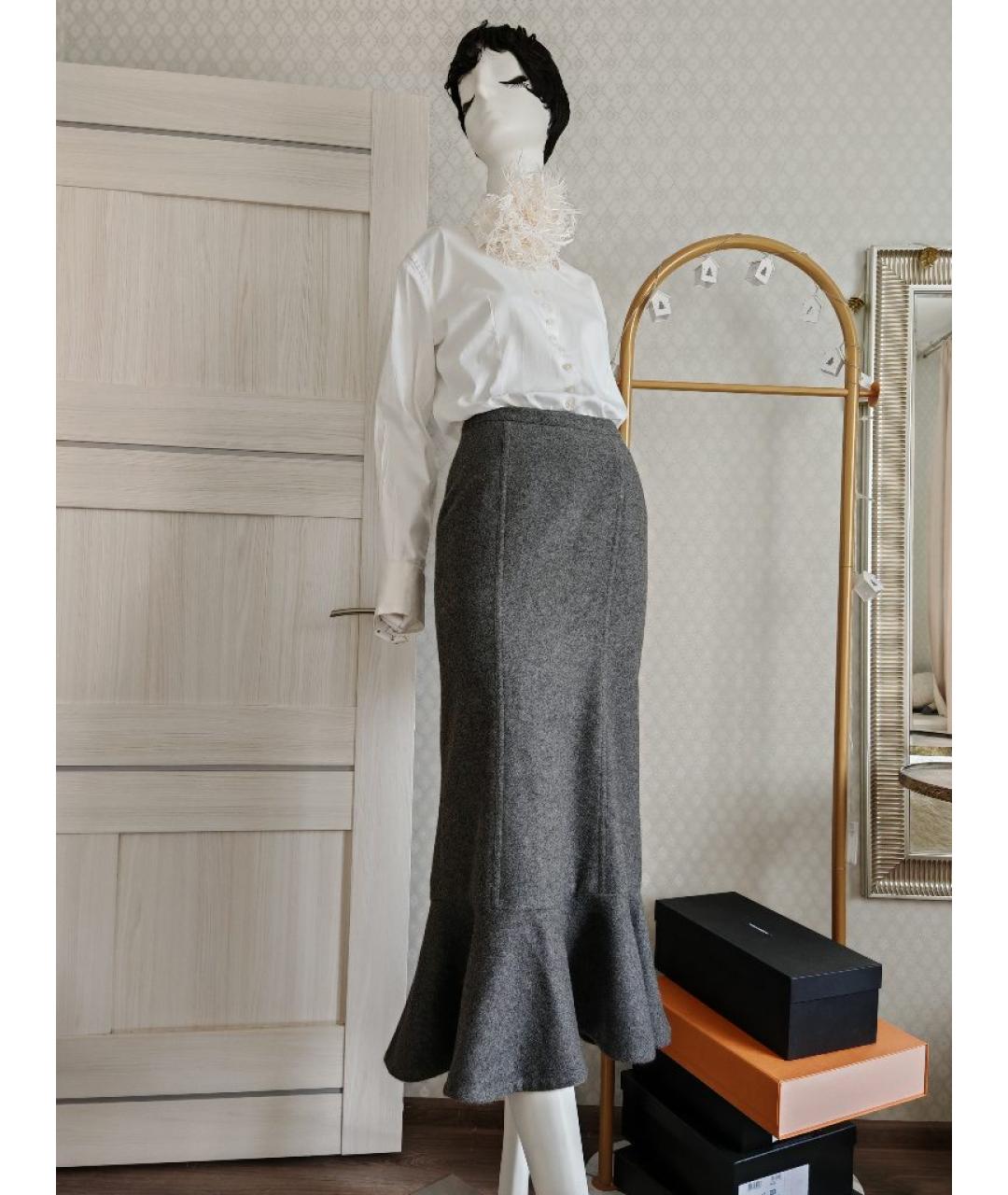 RALPH LAUREN COLLECTION Серая кашемировая юбка макси, фото 6