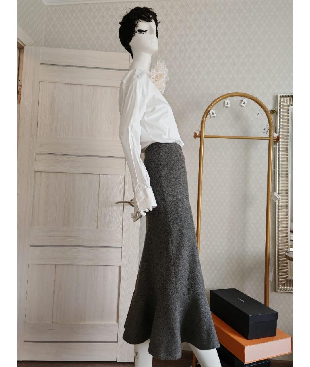 RALPH LAUREN COLLECTION Серая кашемировая юбка макси, фото 7