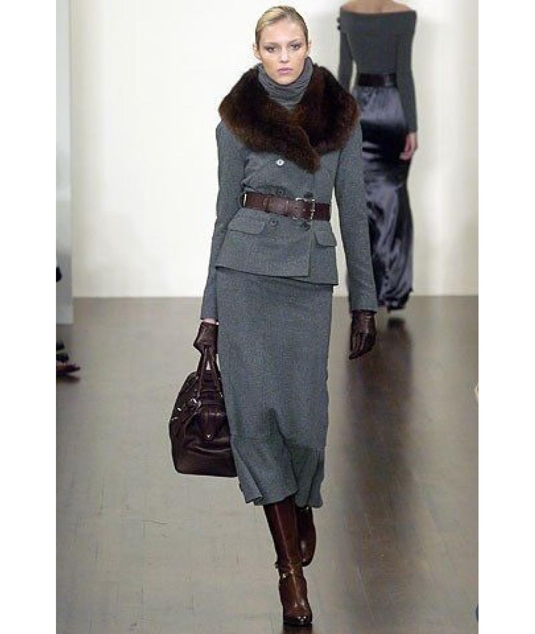 RALPH LAUREN COLLECTION Серая кашемировая юбка макси, фото 9