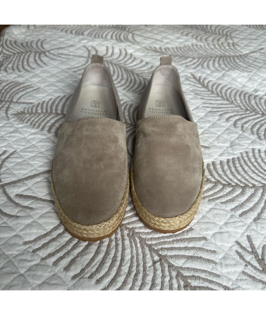 BRUNELLO CUCINELLI Бежевые замшевые лоферы, фото 2