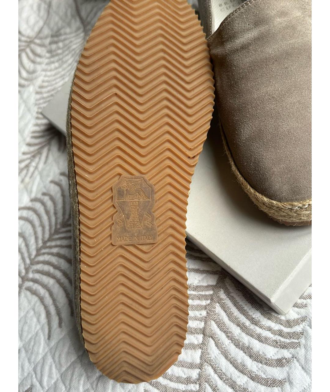 BRUNELLO CUCINELLI Бежевые замшевые лоферы, фото 8