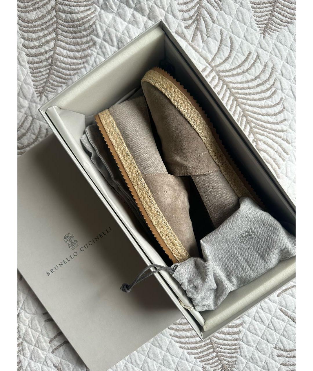 BRUNELLO CUCINELLI Бежевые замшевые лоферы, фото 5