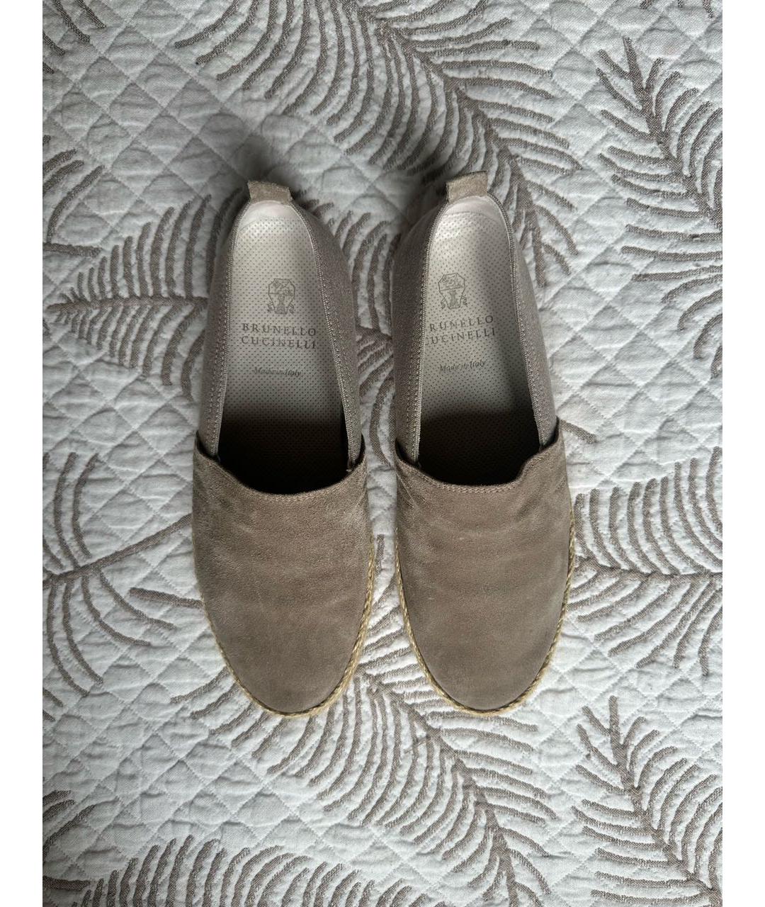 BRUNELLO CUCINELLI Бежевые замшевые лоферы, фото 3