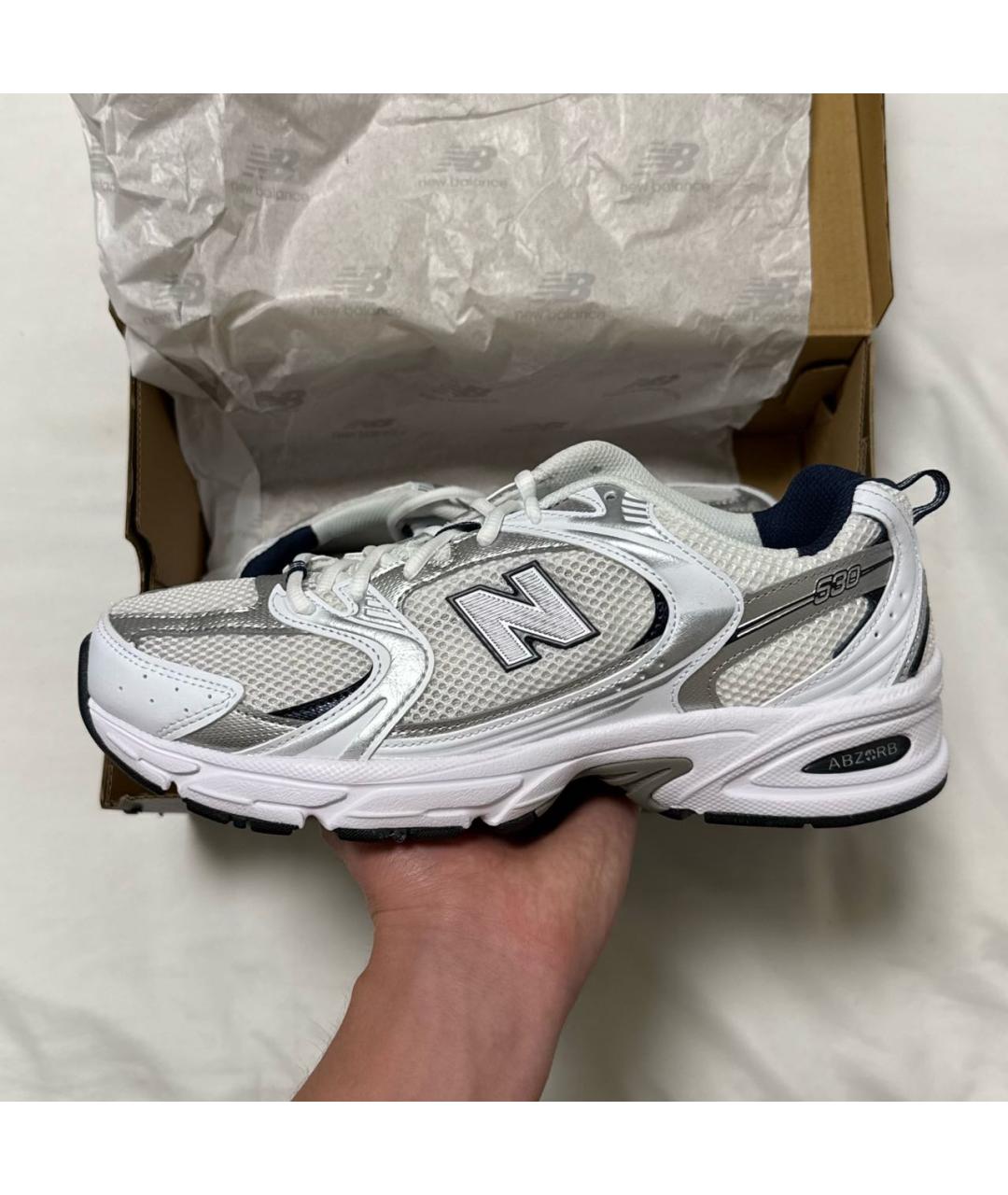 NEW BALANCE Белые текстильные кроссовки, фото 4