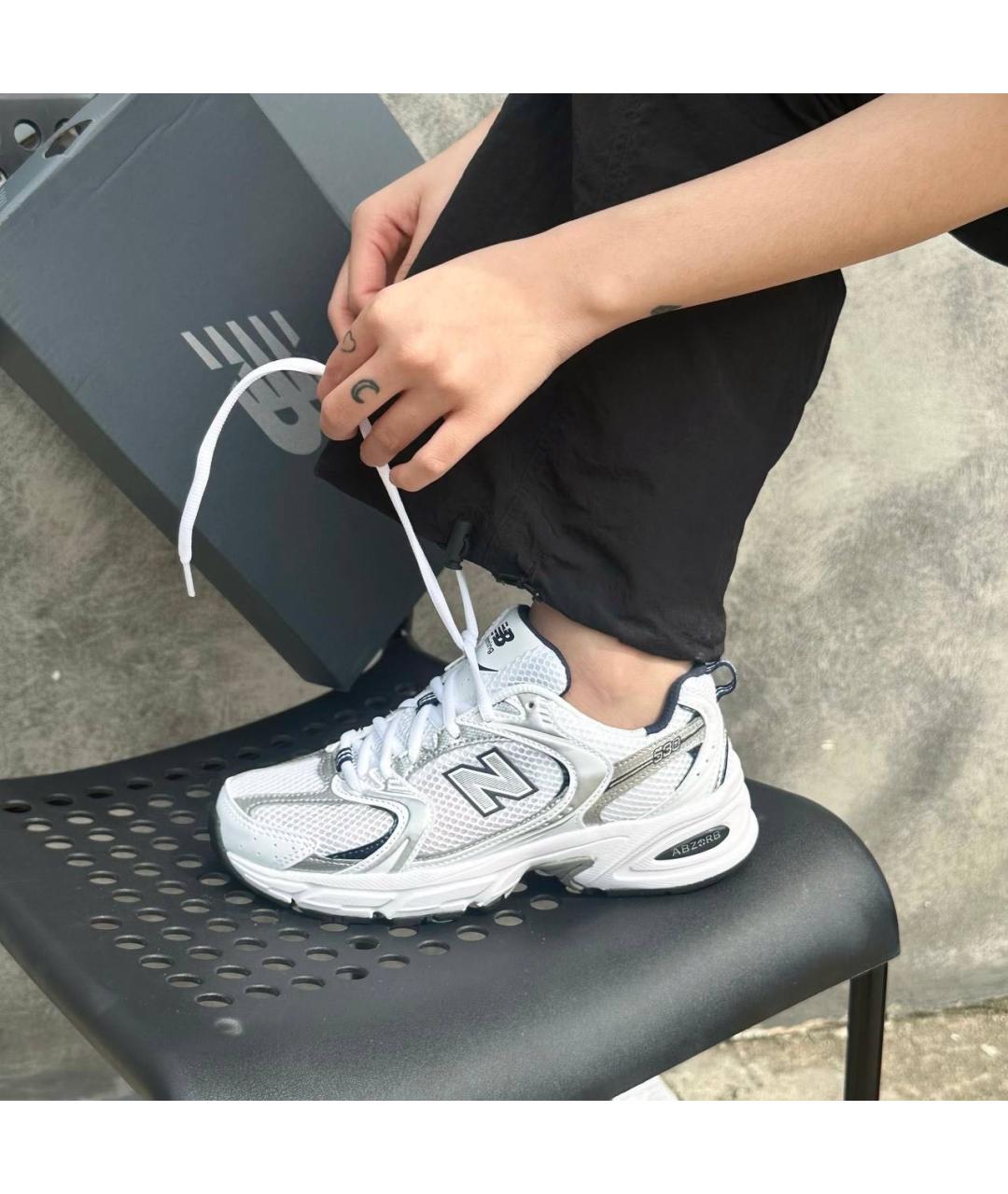 NEW BALANCE Белые текстильные кроссовки, фото 2