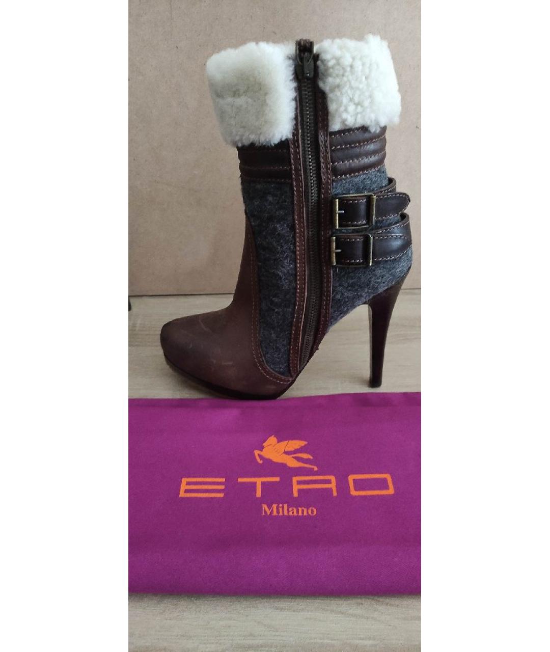 ETRO Коричневые кожаные полусапоги, фото 5