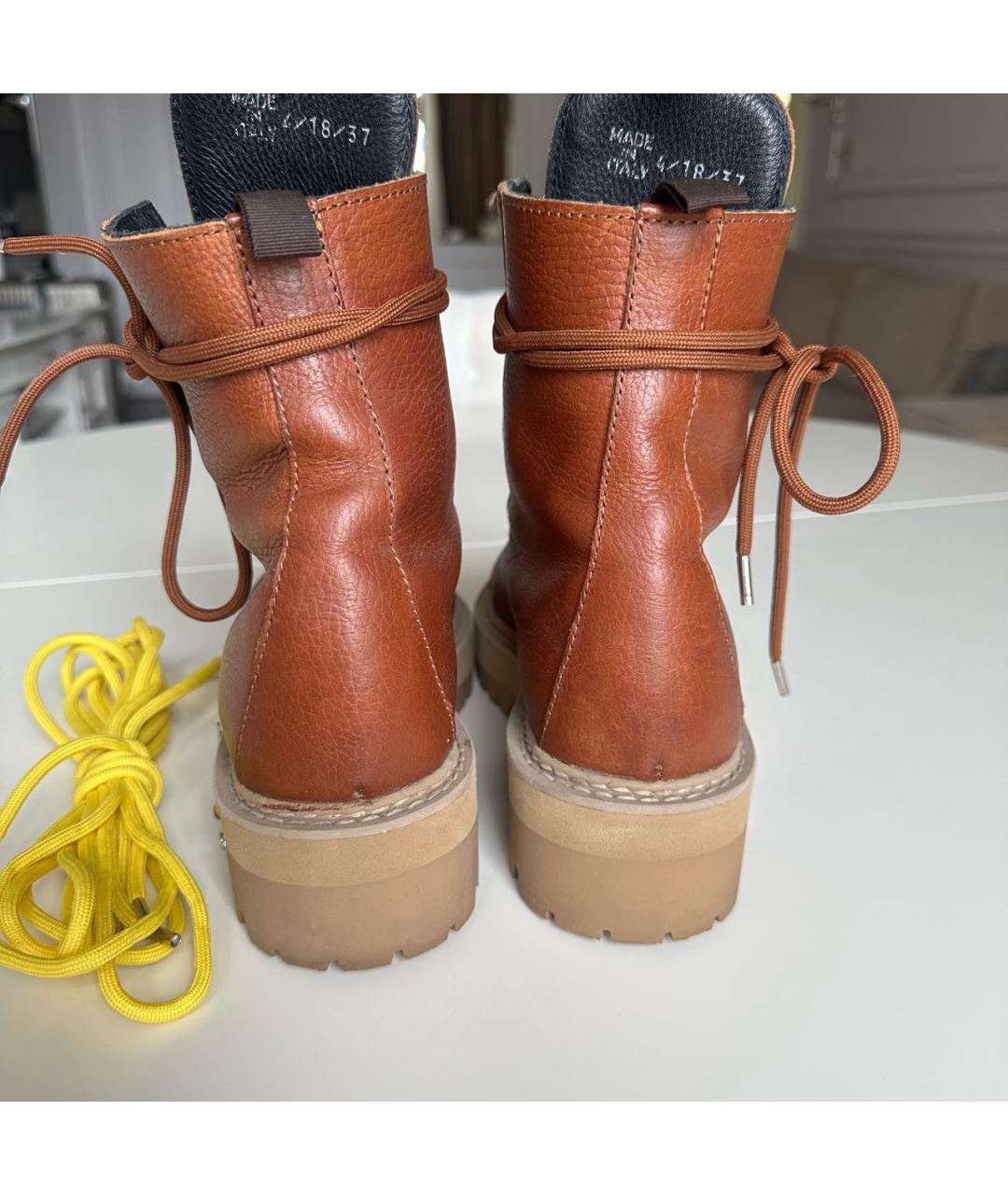 OFF-WHITE Коричневые кожаные ботинки, фото 4