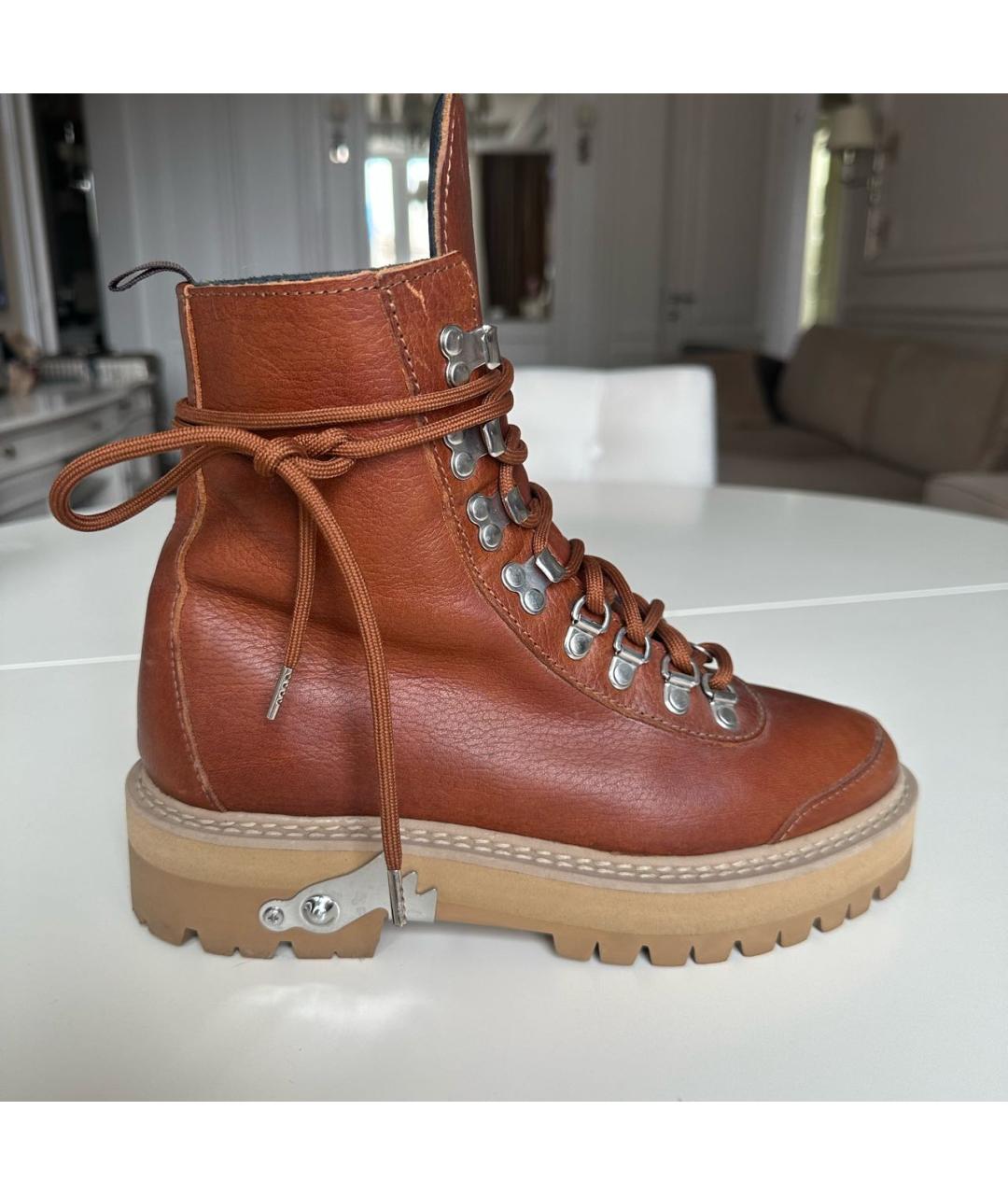 OFF-WHITE Коричневые кожаные ботинки, фото 6