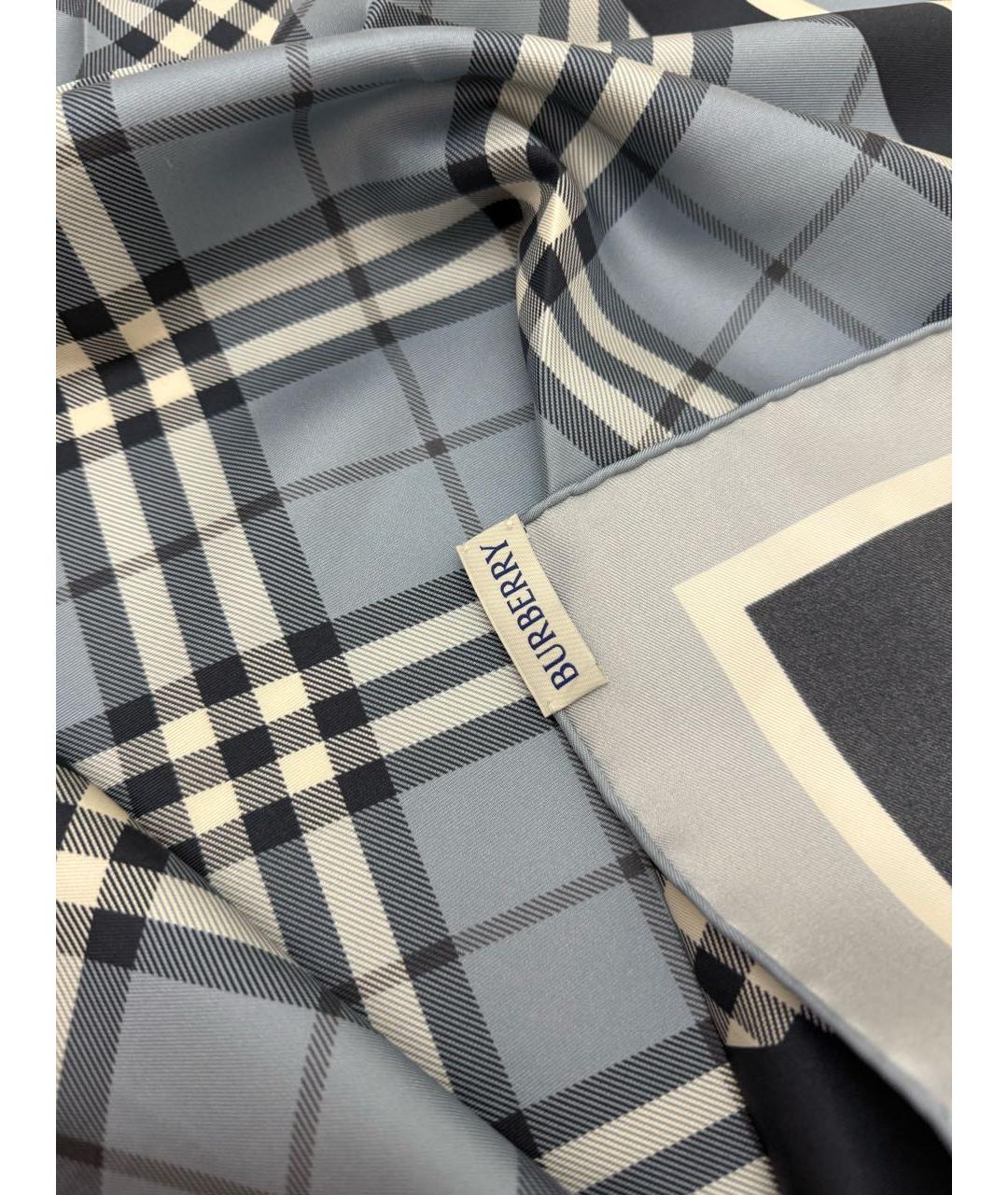 BURBERRY Голубой шелковый платок, фото 3