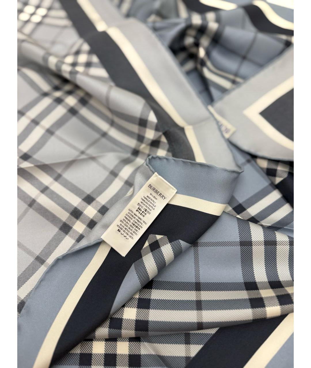 BURBERRY Голубой шелковый платок, фото 6
