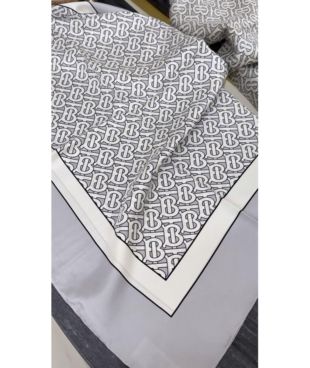 BURBERRY Серый шелковый платок, фото 3
