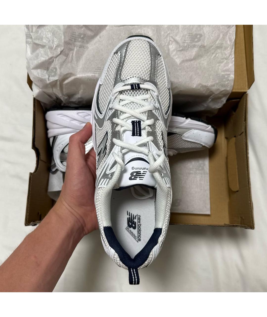 NEW BALANCE Белые текстильные низкие кроссовки / кеды, фото 4