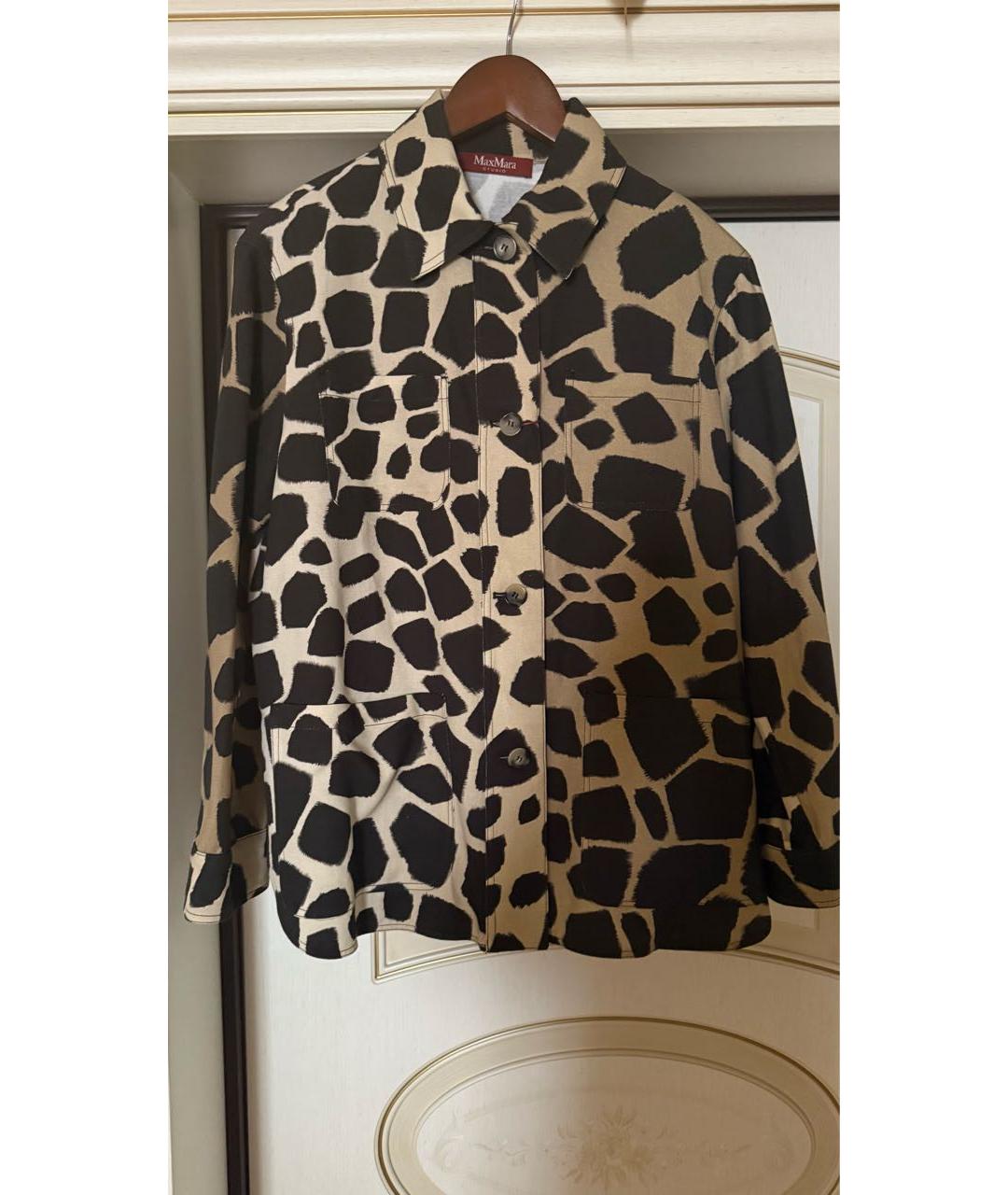 'S MAX MARA Коричневая хлопко-эластановая рубашка, фото 9