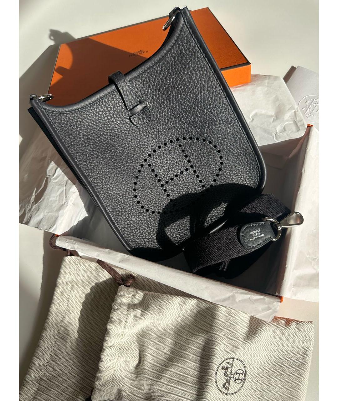 HERMES Темно-синяя кожаная сумка через плечо, фото 2