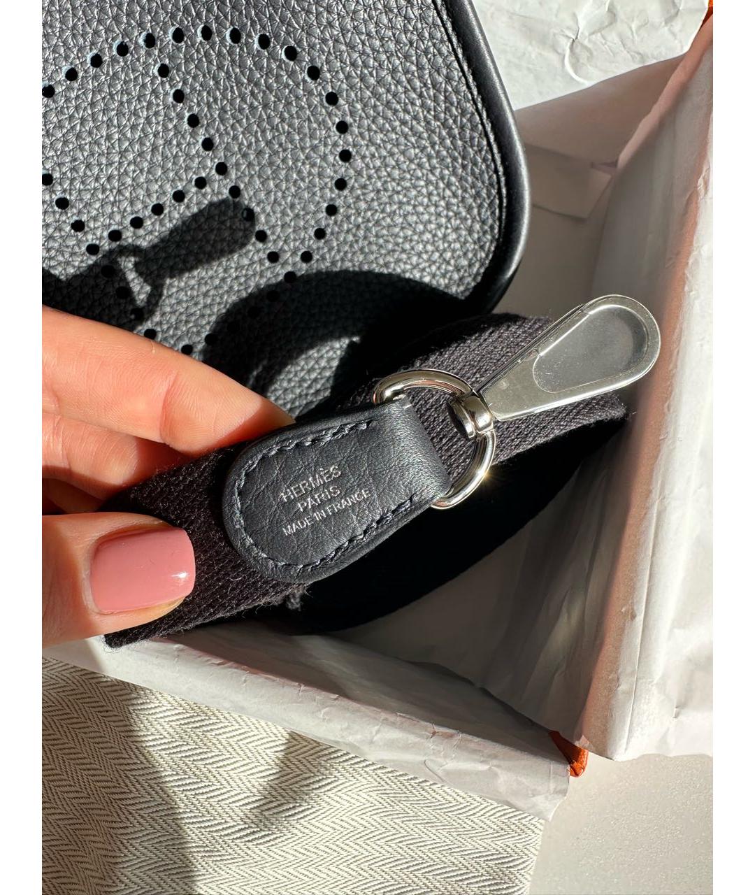 HERMES Темно-синяя кожаная сумка через плечо, фото 3