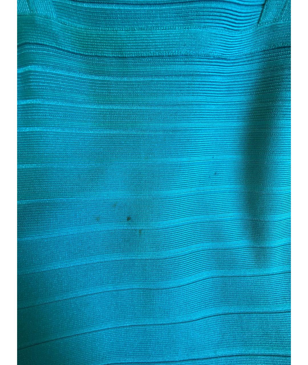 HERVE LEGER Бирюзовое синтетическое коктейльное платье, фото 4