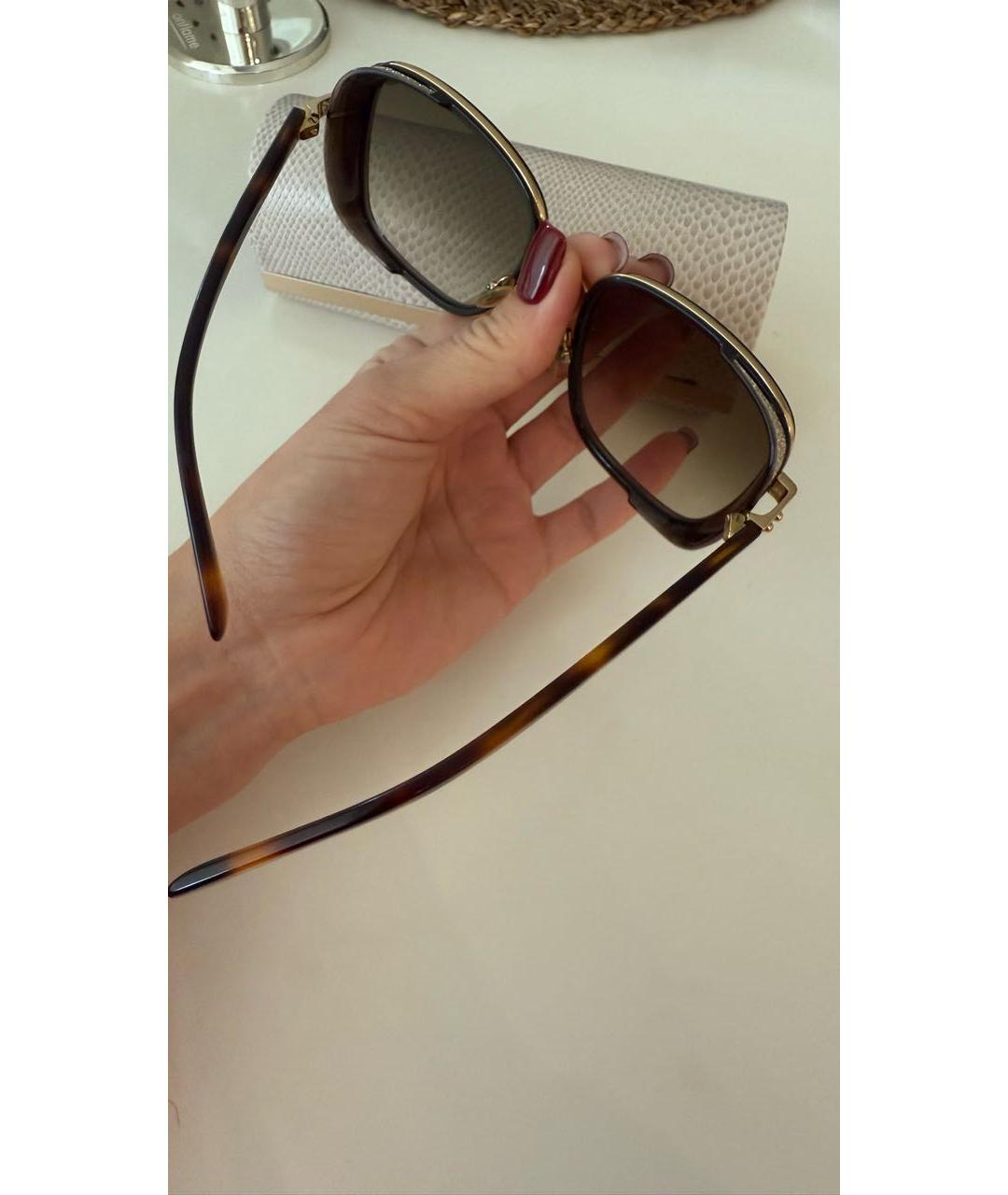 JIMMY CHOO Коричневые пластиковые солнцезащитные очки, фото 6