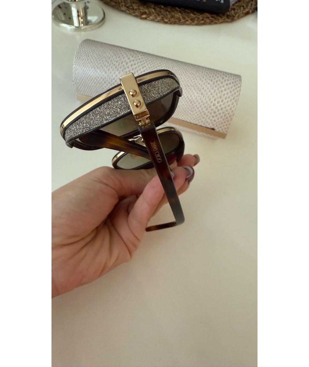 JIMMY CHOO Коричневые пластиковые солнцезащитные очки, фото 4