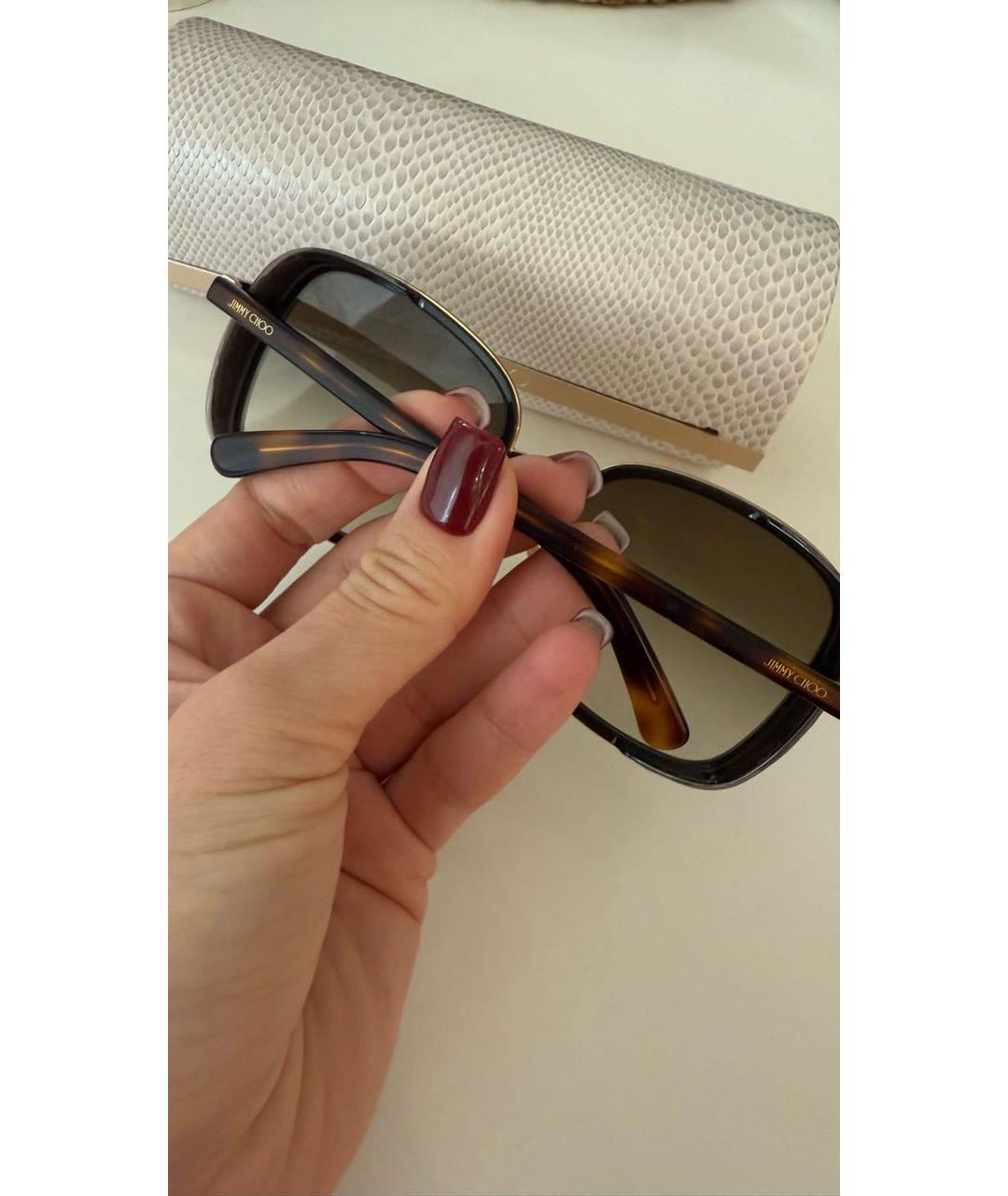 JIMMY CHOO Коричневые пластиковые солнцезащитные очки, фото 7