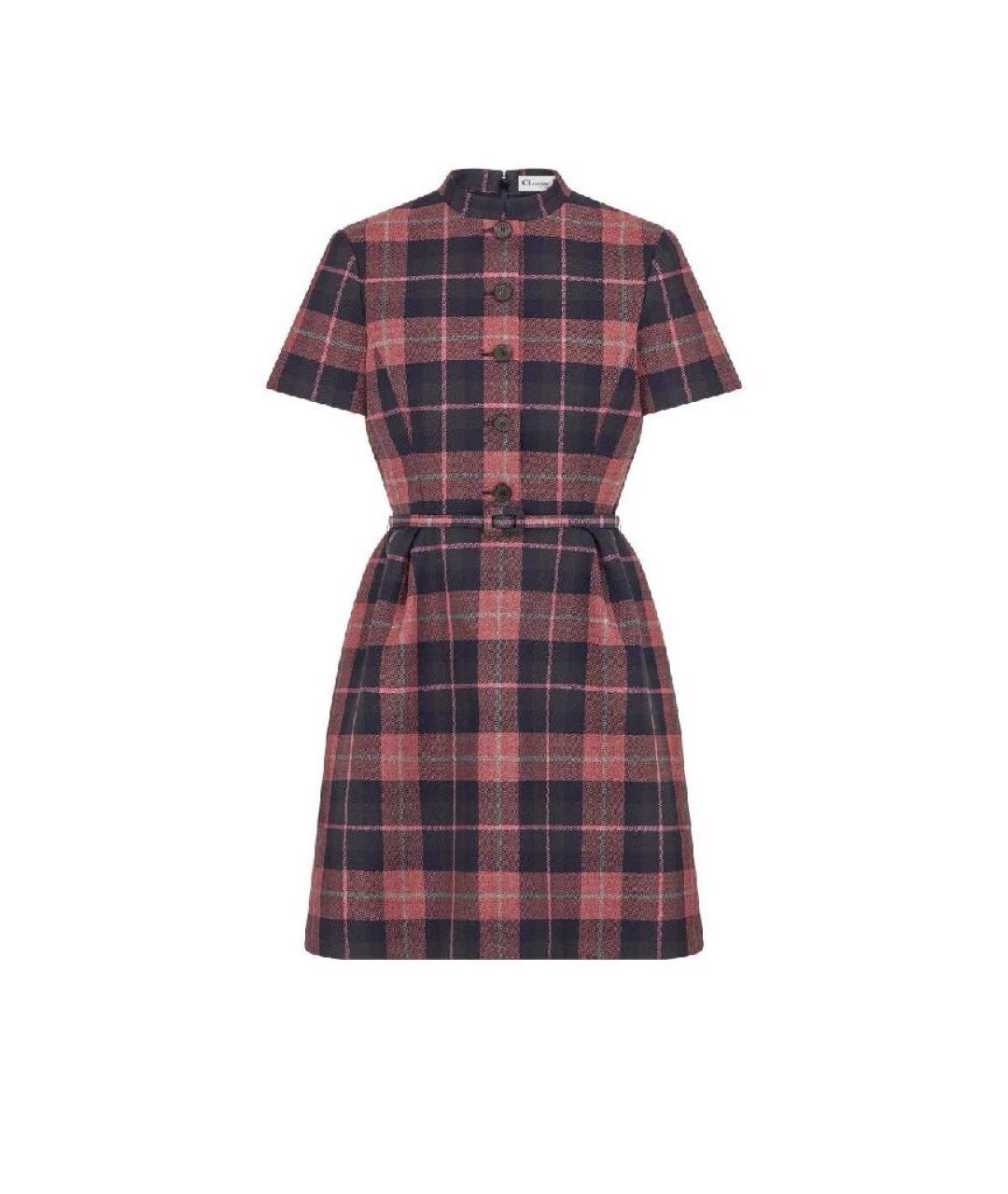 CHRISTIAN DIOR Бордовое шерстяное повседневное платье, фото 1