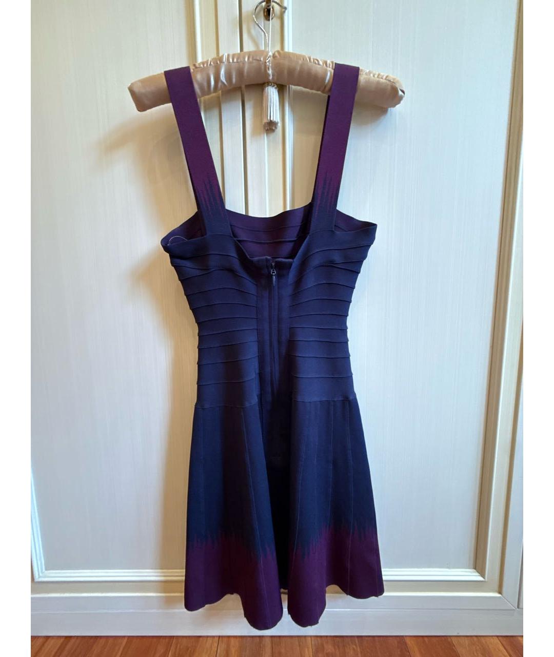 HERVE LEGER Фиолетовое коктейльное платье, фото 2