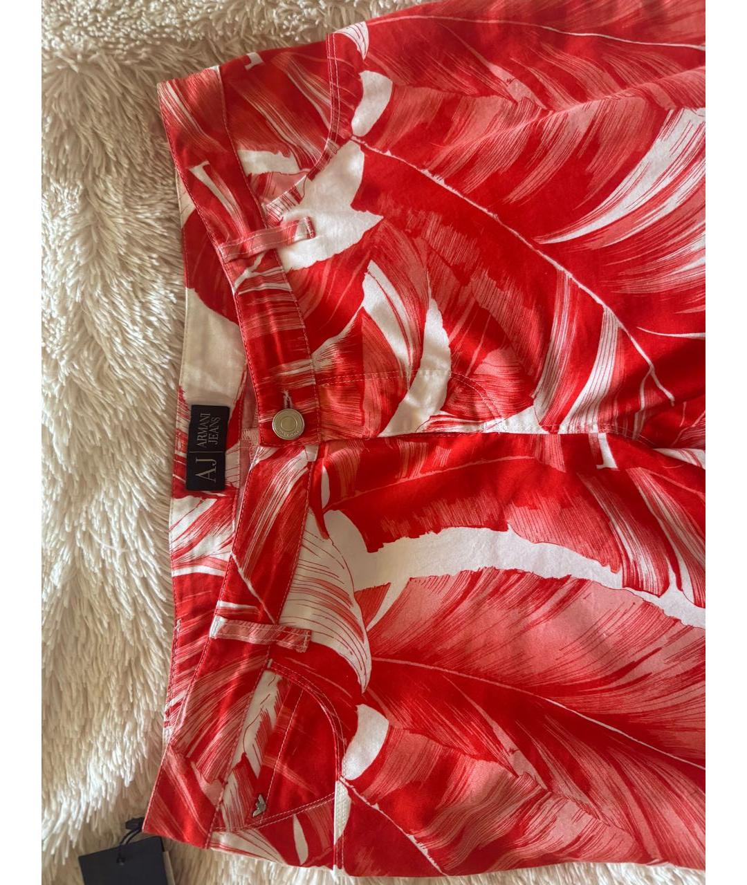 GIORGIO ARMANI Красные хлопко-эластановые джинсы клеш, фото 4