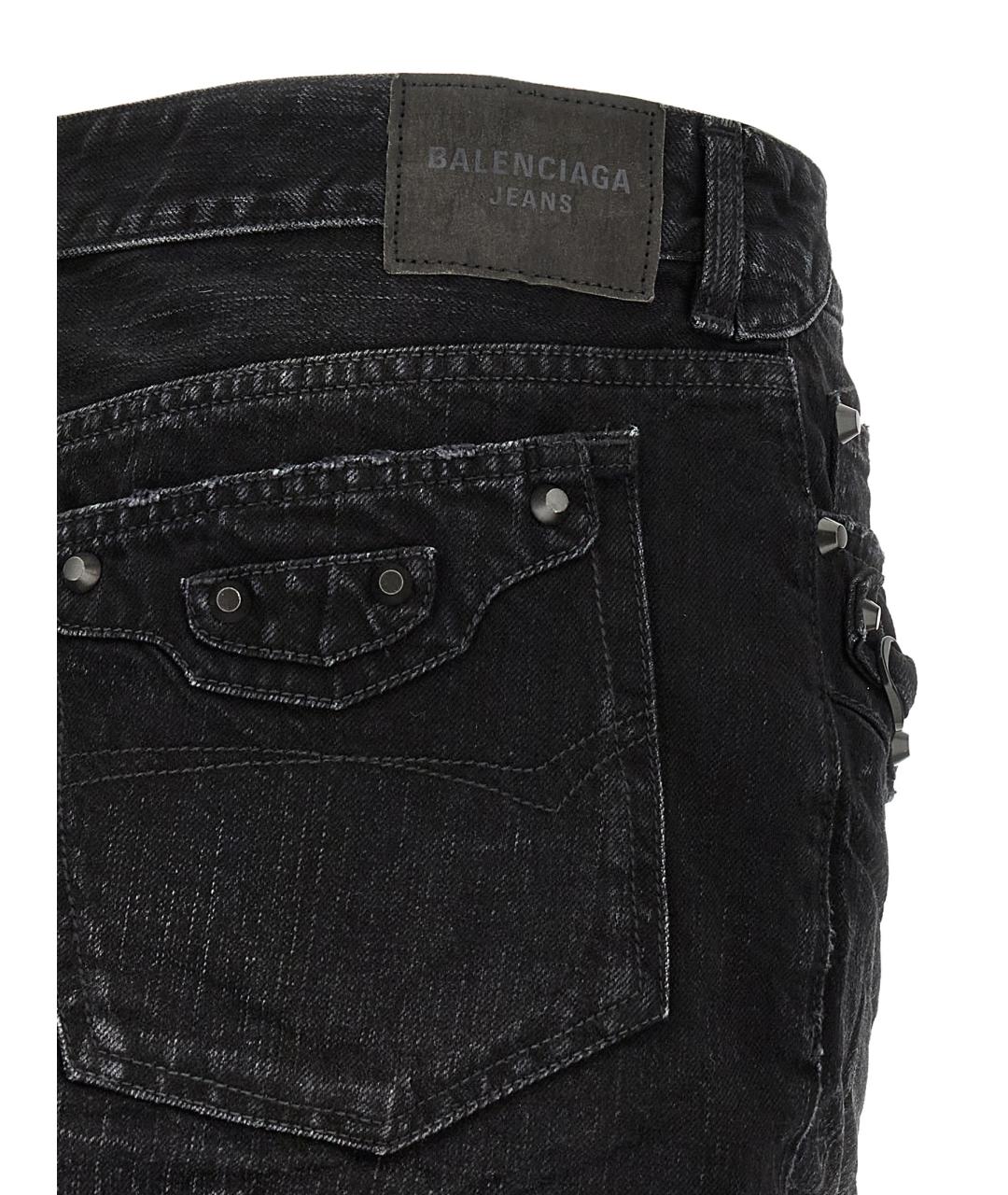 BALENCIAGA Черная хлопковая юбка мини, фото 4