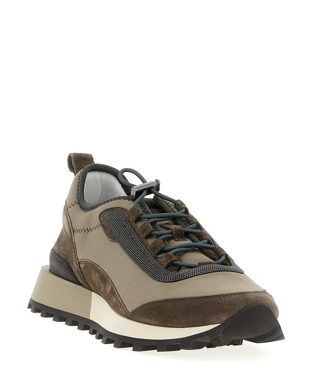 BRUNELLO CUCINELLI Бежевые кожаные кроссовки, фото 2