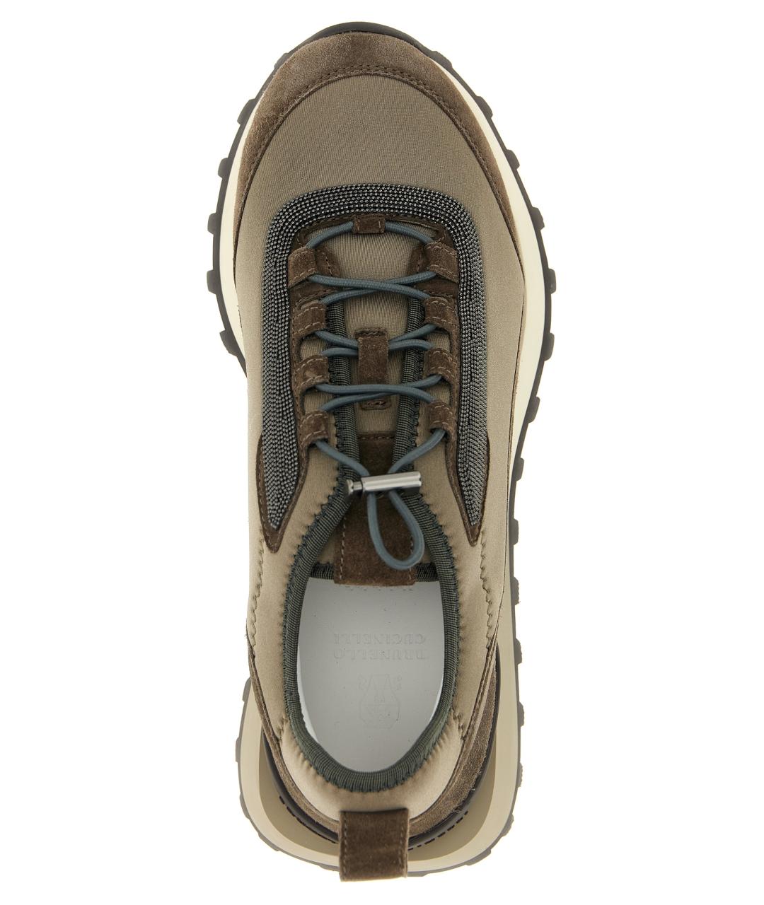 BRUNELLO CUCINELLI Бежевые кожаные кроссовки, фото 4