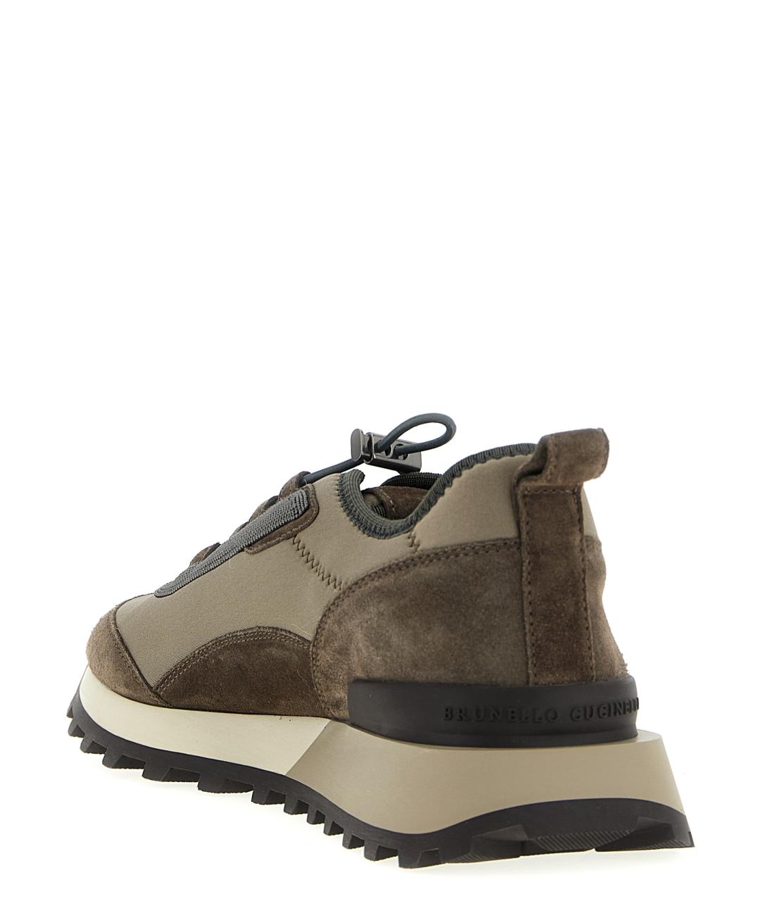 BRUNELLO CUCINELLI Бежевые кожаные кроссовки, фото 3
