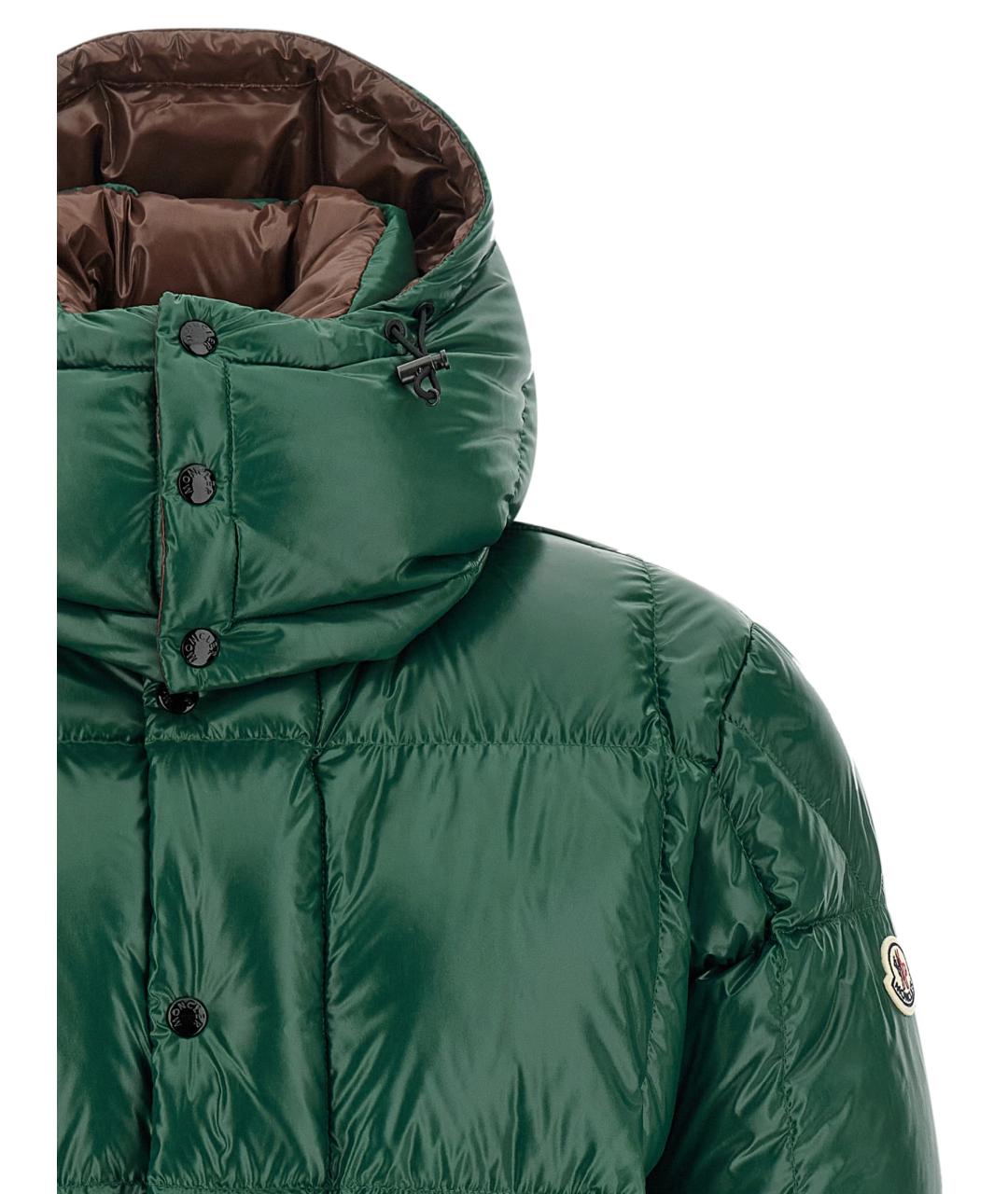 MONCLER Зеленый полиамидовый пуховик, фото 4