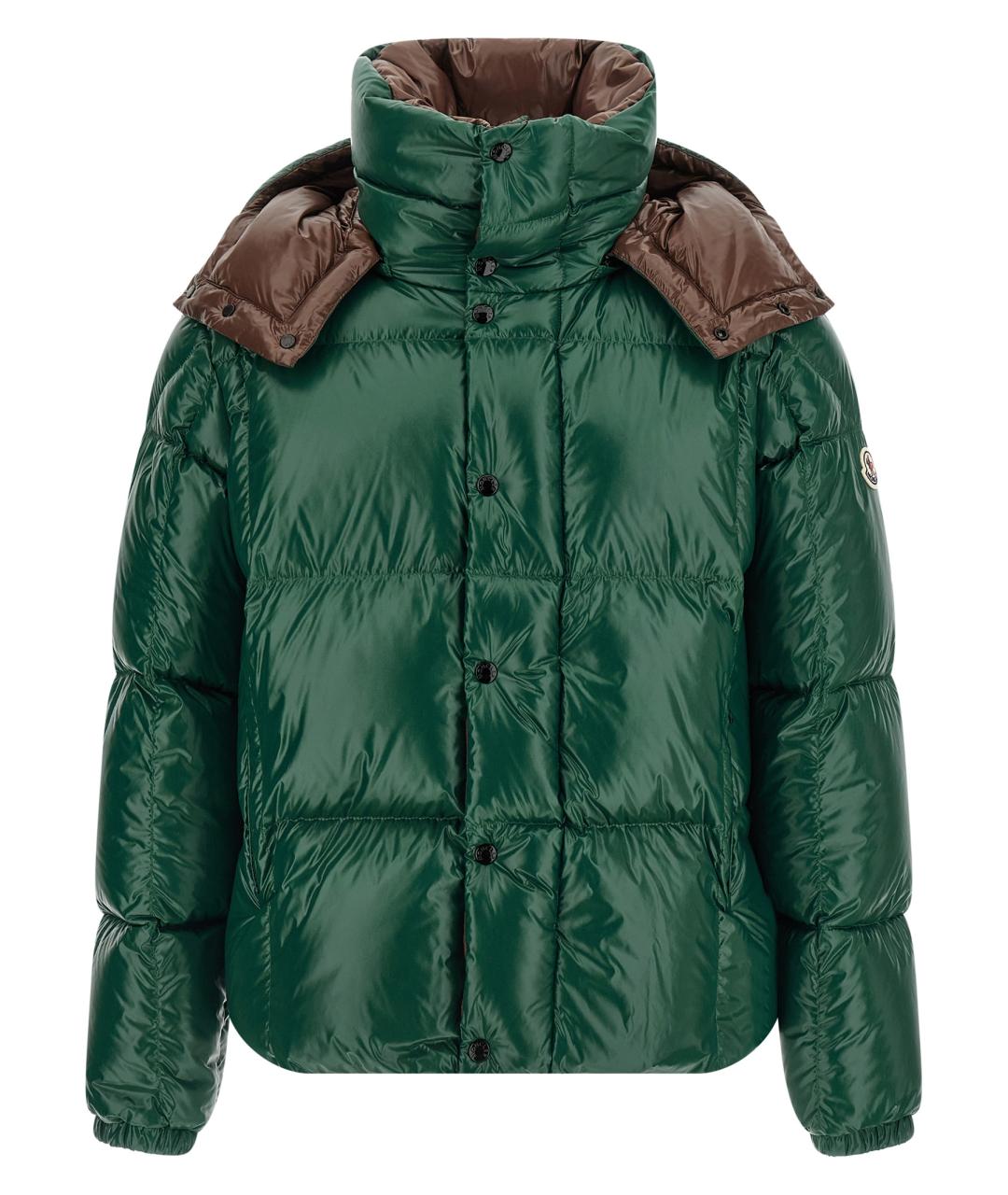 MONCLER Зеленый полиамидовый пуховик, фото 2