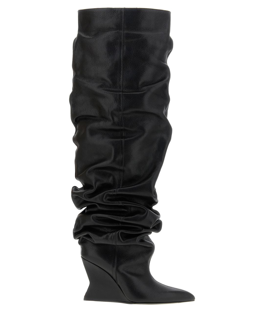 BALMAIN Черные кожаные ботфорты, фото 1