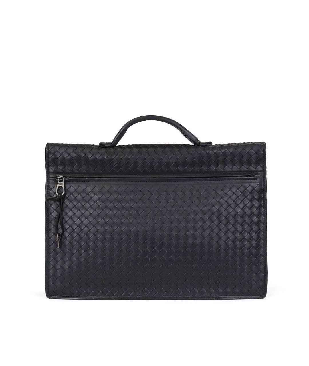 BOTTEGA VENETA Темно-синий кожаный портфель, фото 3