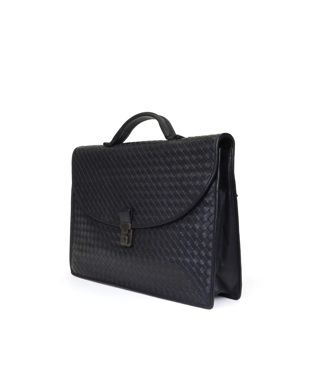 BOTTEGA VENETA Темно-синий кожаный портфель, фото 2