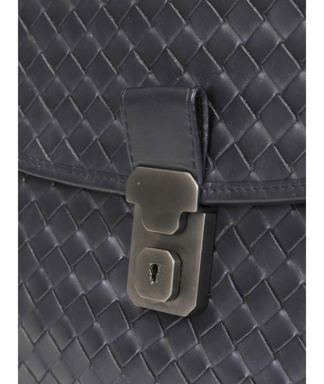 BOTTEGA VENETA Темно-синий кожаный портфель, фото 8