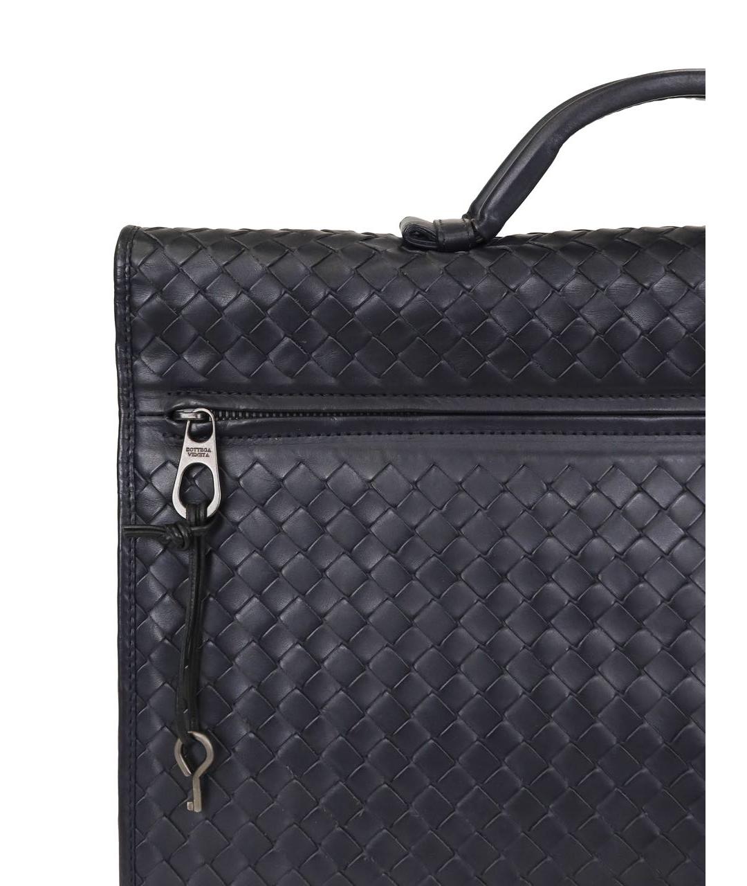 BOTTEGA VENETA Темно-синий кожаный портфель, фото 7