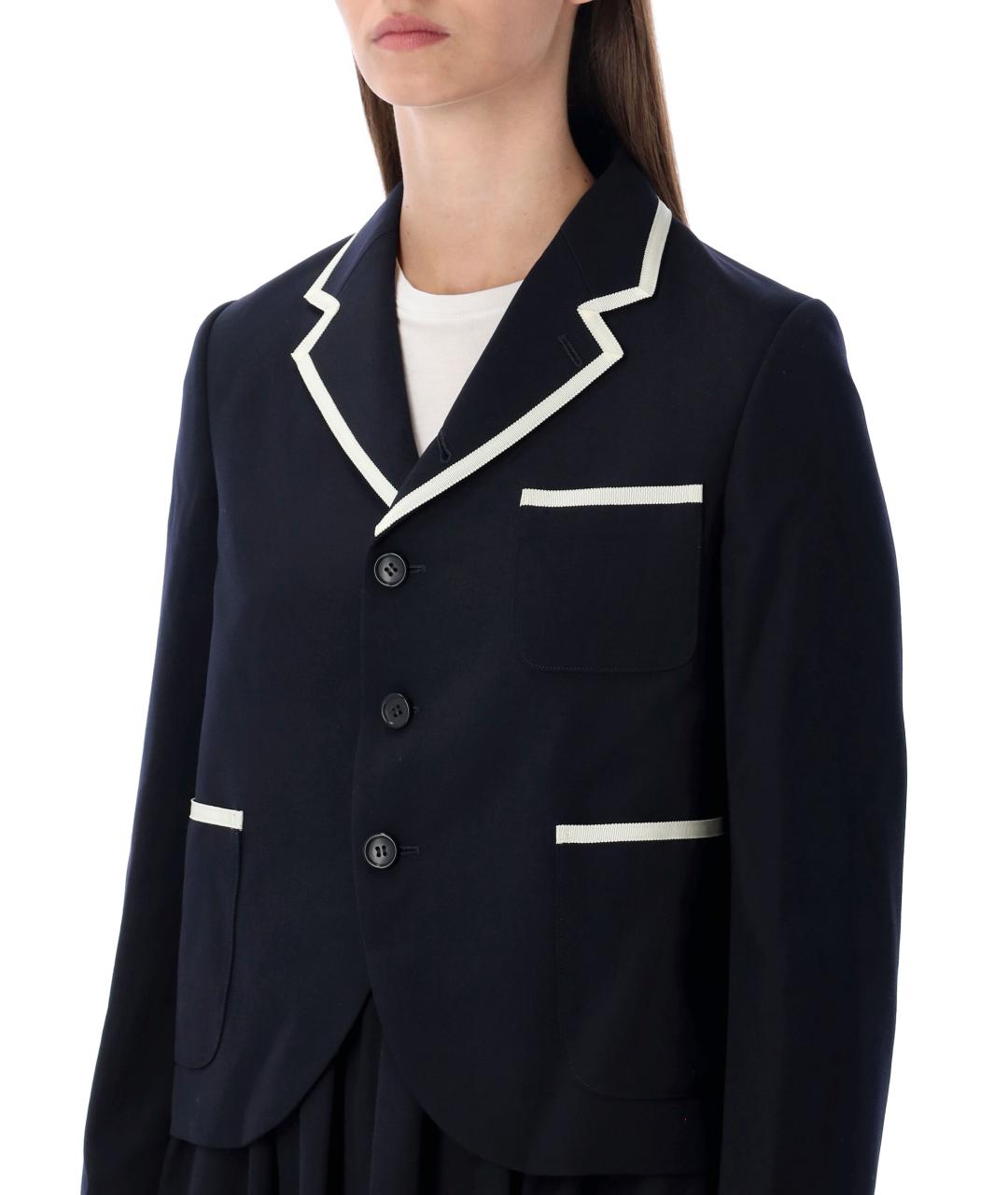 COMME DES GARÇONS Синий шерстяной жакет/пиджак, фото 3