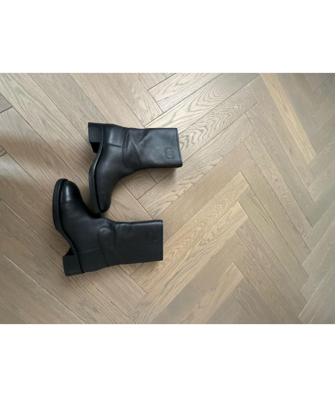 CHANEL Черные кожаные полусапоги, фото 6