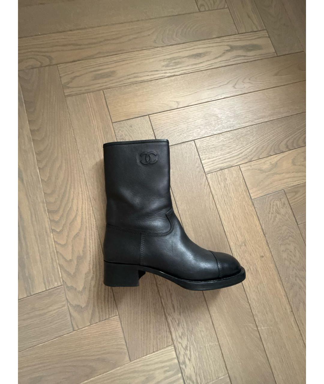 CHANEL Черные кожаные полусапоги, фото 8