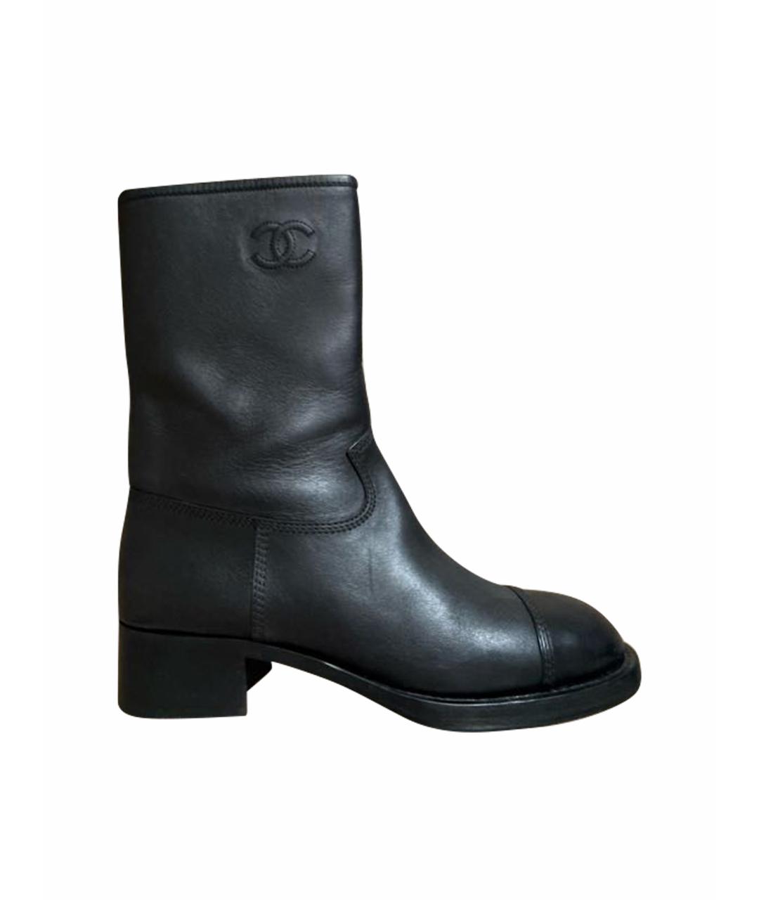 CHANEL Черные кожаные полусапоги, фото 1