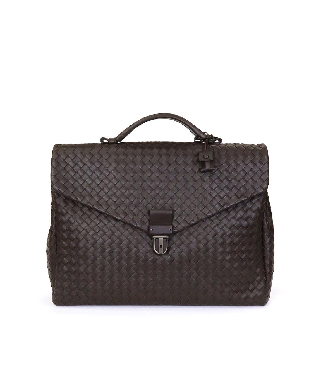 BOTTEGA VENETA Коричневый кожаный портфель, фото 9